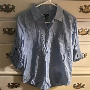 Ann Taylor Factory Blue Button-Up Shirt, Women’s XS